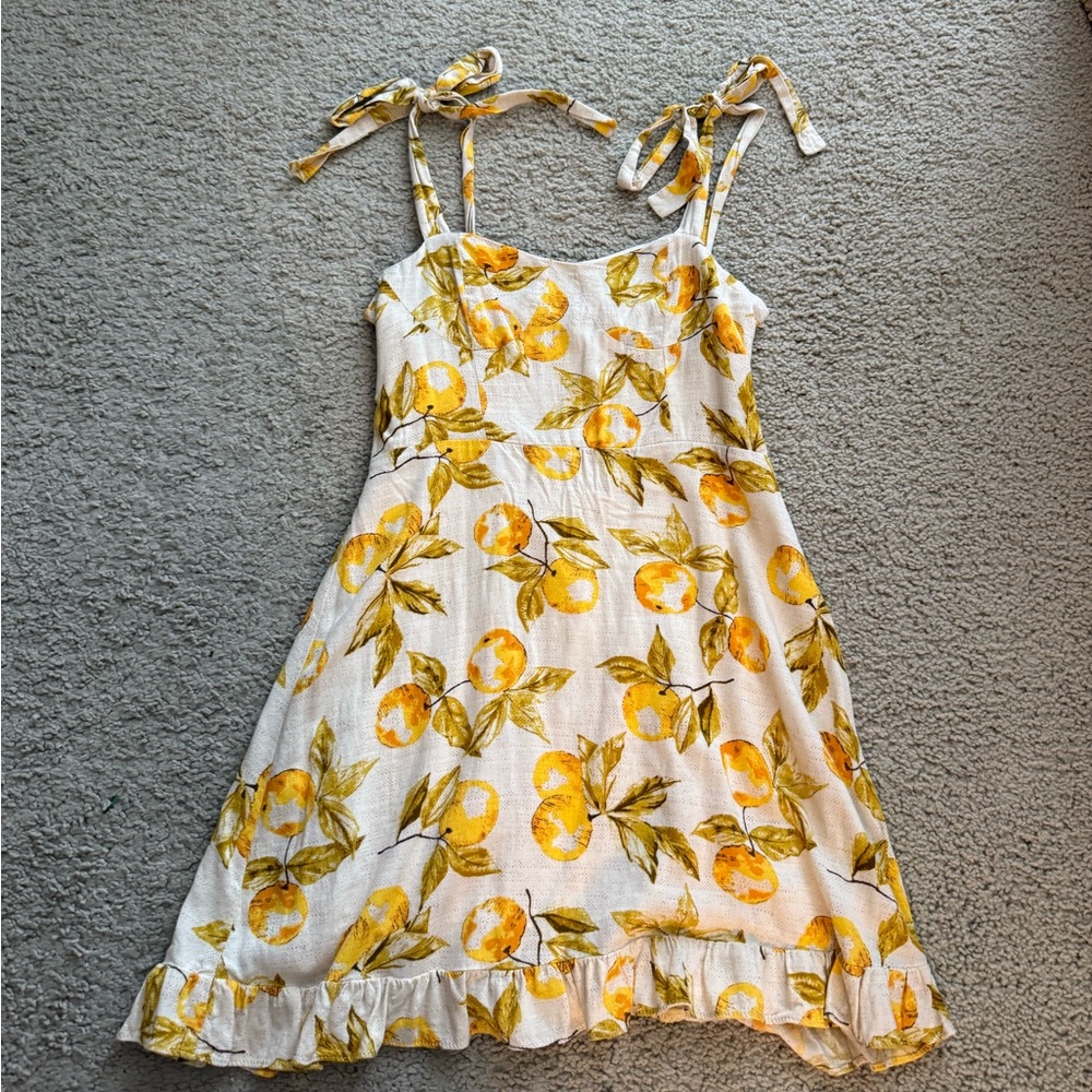 Lemon Print Sundress with Tie Straps